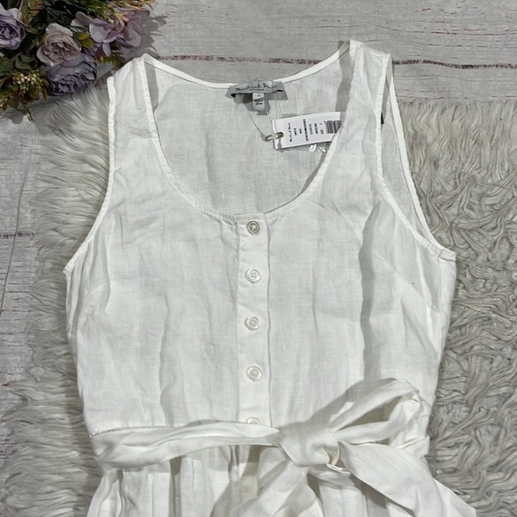 NWT Michael Stars Linen Lulu Button Down Midi Dress in White - Picture 12 of 12